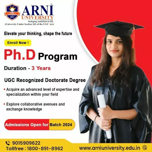 Apply Now for Ph.D. Admissions at Arni University – The Best University for Ph.D. Research and Innovation